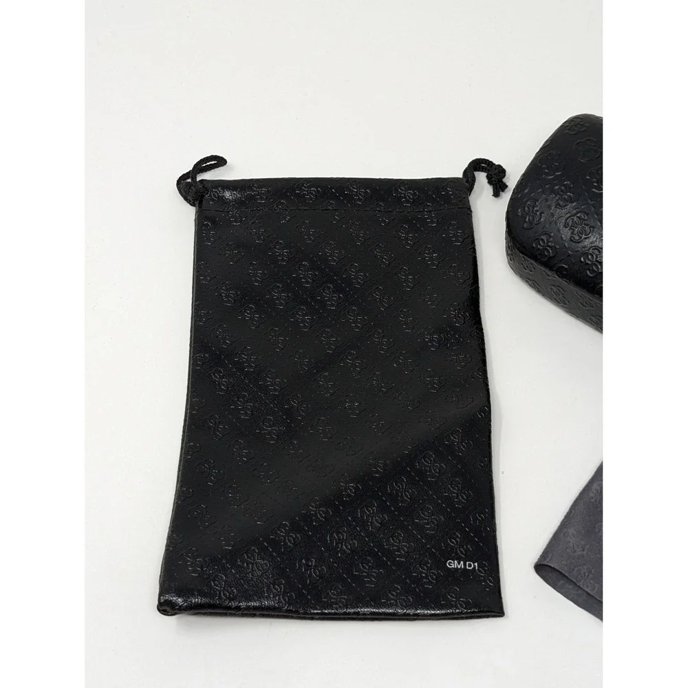 Guess By Marciano Black Leather Hard Shell Sunglass‎ Case Pouch & Cloth